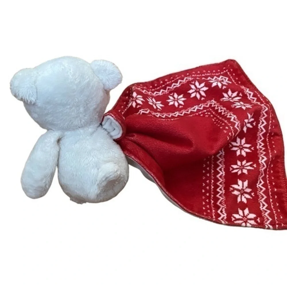 Carter’s Christmas Bear Lovey Baby Blanket Red (Bear Is Also Rattle)